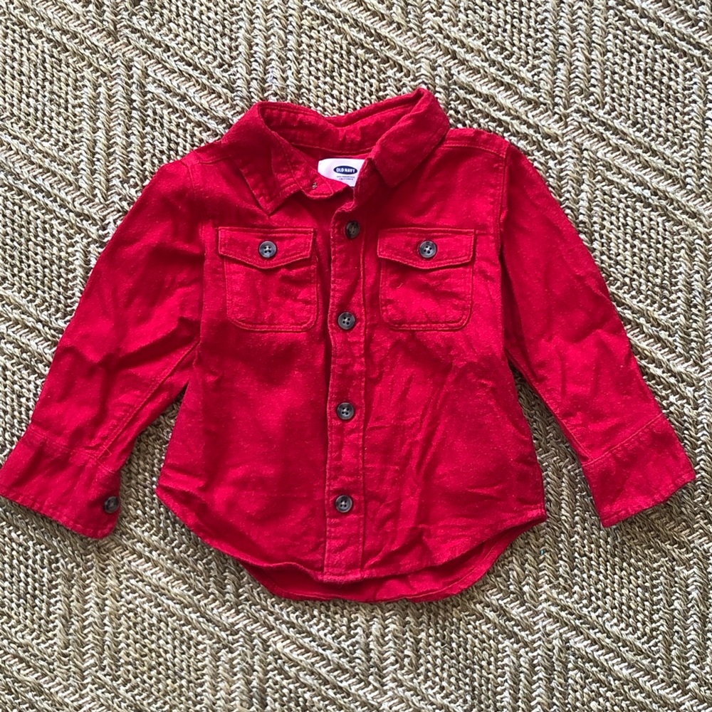 Old Navy Red Flannel Button-Down Shirt. 18-24 m